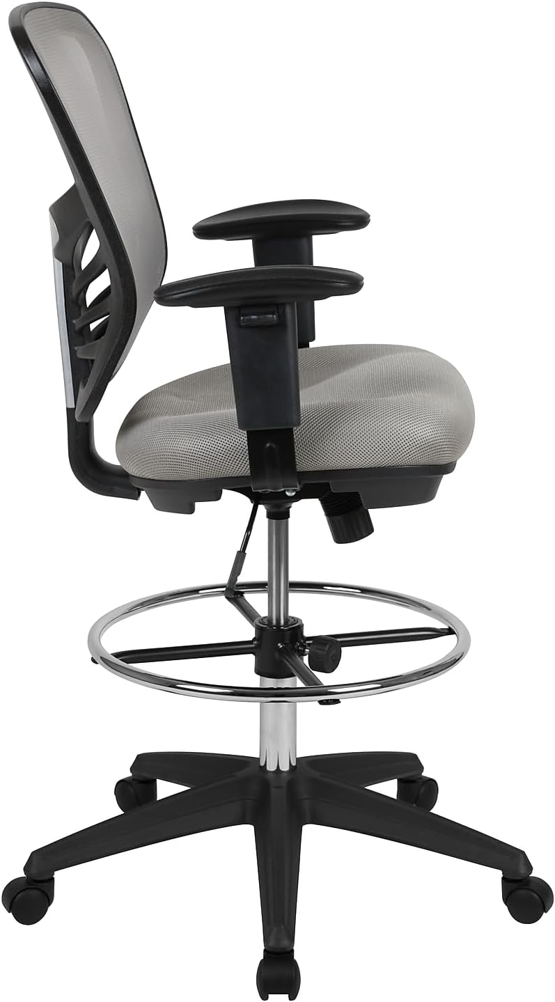 Flash Furniture Opstellen Krukken, Schuimmetaal Plastic Gebouwd Hout, Lichtgrijs Netwerk/Zwart Kader