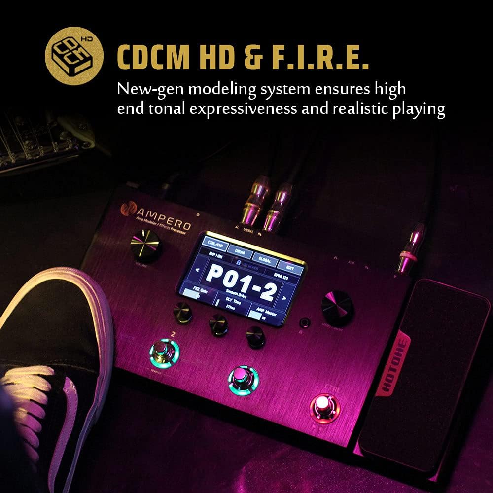 Multi-effectpedaal voor Gitaar, Bas en Akoestisch – Gitaar Effectpedaal – Bas Effectpedaal – Effectprocessor – Amp Modeler – 242 Effecten, 64 Amp-Modellen – 4-Inch Touchscreen, USB Audio Interface