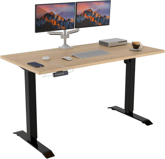 POKAR Height Adjustable Desk Height Adjustable Electric Office Table with Tabletop (Sonoma Oak, 175 x 80) - QUORE