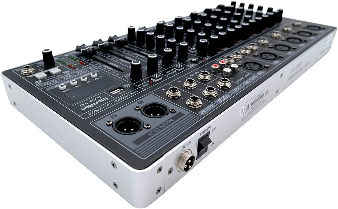Thornton Axis 10-10-kanaals mixer met ingebouwde 2-kanaals USB-geluidskaart, effecten, Bluetooth en mp3-spele