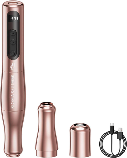 Biomaser P90 PRO Semi-permanente make-upmachine, draadloze en bekabelde make-upmachine voor wenkbrauwen, eyeliner en lippen (roségoud)