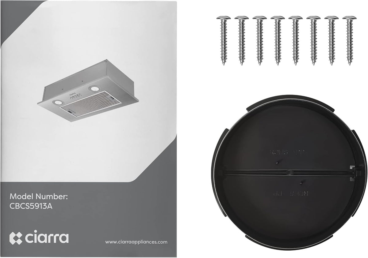 CIARRA CBCS5913A Afzuigkap 52 cm Breed 3 Stappen 300m³/h Roestvrij staal Onderbouwkap Plafondkap -Verlichting (zilver/wit)