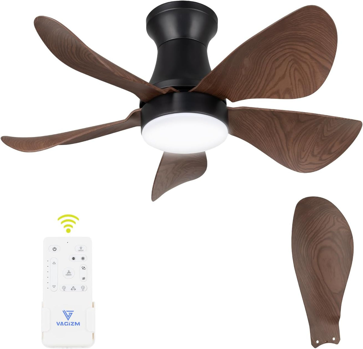 Plafondventilator met Lamp voor Slaapkamer: 76 cm Stille Plafondventilator met Afstandsbediening - 6 Snelheden en 3CCT - Omkeerbare DC-Motor - 5 Vellen 06