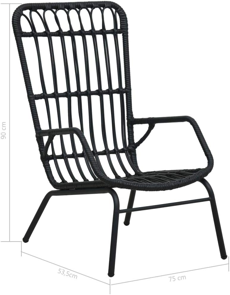 Festnight Synthetic Rattan Garden Chair Outdoor Chair Adiron Roof Patio Outdoor Chair Black 75 x 53.5 x 90 cm - QUORE