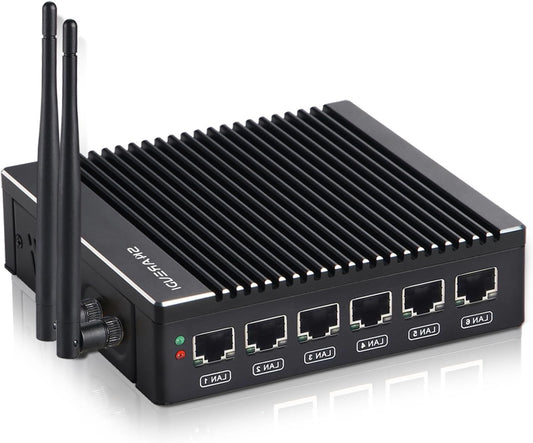 Mini Firewall Micro Appliance – Firewall Router VPN Server Beveiligingsapparaat Netwerkbeveiliging – Intel Pentium N3700 4 Cores – 4 x 2.5 GbE Poorten & Ventilatorloos Aluminium Design