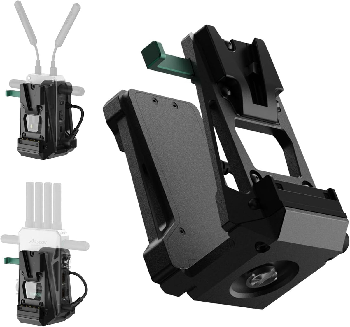 Accsoon V-Lock Accu-adapter, V-Mount batterijplaat met DC-voeding voor V-Mount batterij, compatibel met CineView Master 4K, CineView 2 SDI-zender, voor DSLR, camera