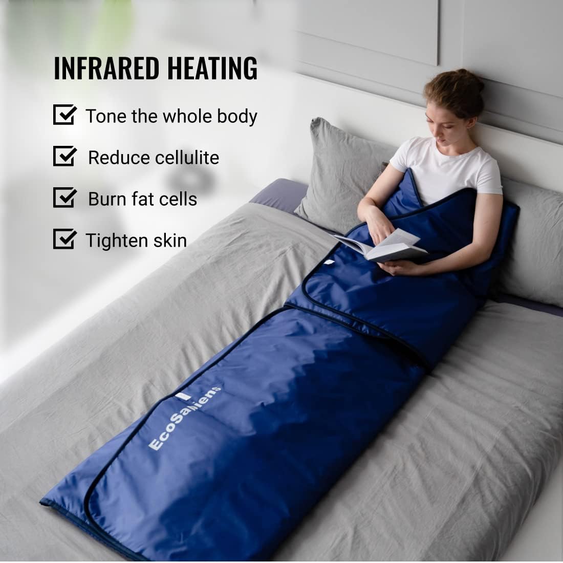 Infralight Infrared Sauna Blanket 180 * 220cm, 2 Zone Remote Control, Portable Home SPA, Infrared Therapy, Body Detox Fitness Hot Sweating Anti Aging, Beauty Machine - QUORE