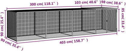 Tidyard Cage for Chickens Roof Light Grey 403 x 98 x 90 cm Galvanised Steel Chicken Cage for Chickens Free Riding Rabbit Fence Animal Fence - QUORE