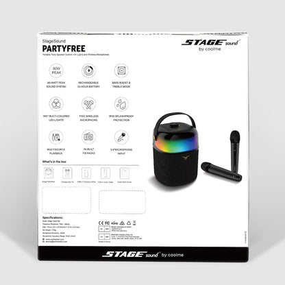 Karaokemachine Met 2 Microfoons – Draagbare Bluetooth-Karaokespeaker – Karaoke-Luidspreker – PA-Systeem – Partyluidspreker – RGB-Feestverlichting Met 6 Modi – Tot 12 Uur Speeltijd
