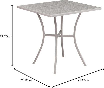 Flash Furniture Oia Commerciële Rang Outdoor Stalen Patio Tafel, Metaal, Lichtgrijs, 28' Vierkant