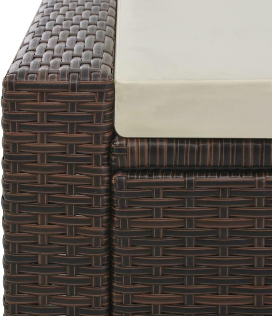 vidaXL Sun lounger Double Poly Rattan Brown and Cream Lounge Bed Sun lounger - QUORE