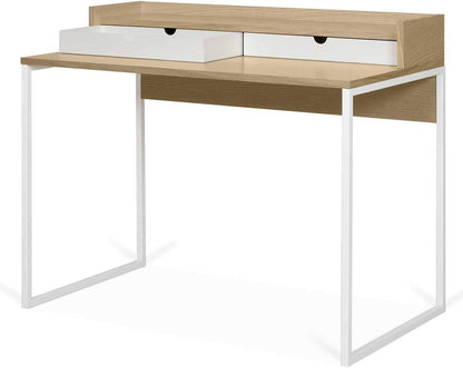 TemaHome Rise bureau, eikenfineer, witte laden en onderstel, L100xB55xH85 cm