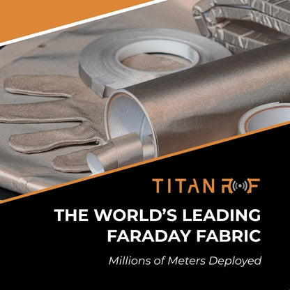 TitanRF Faraday Fabric - Pro Construction Kit - Military Grade Fabric Blocks RF Signals (WiFi, Cell, Bluetooth, etc.) - 44in Width x 18ft Length (1.1m x 5.5m) + Free 20ft Conductive Tape