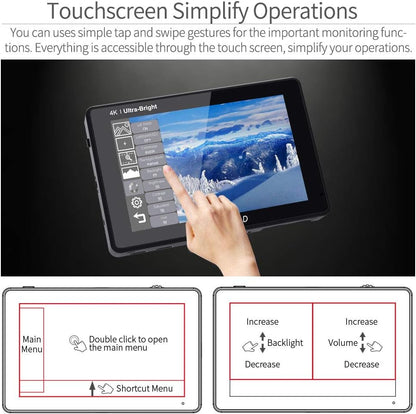 FEELWORLD LUT7S PRO 7 Inch 2200Nits Camera Field Monitor 4K HDMI TouchScreen Video Monitor with Light Sensor,3D LUTs,1920X1200 IPS,HDR Waveform,F970 External Installation Package,3G-SDI & 4K HDMI Loop Out - QUORE