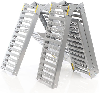 XPOtool 2x oprijplaten 340 kg 3-voudig inklapbaar 195,5x23 cm slipvast staal laadplaten voor motoren
