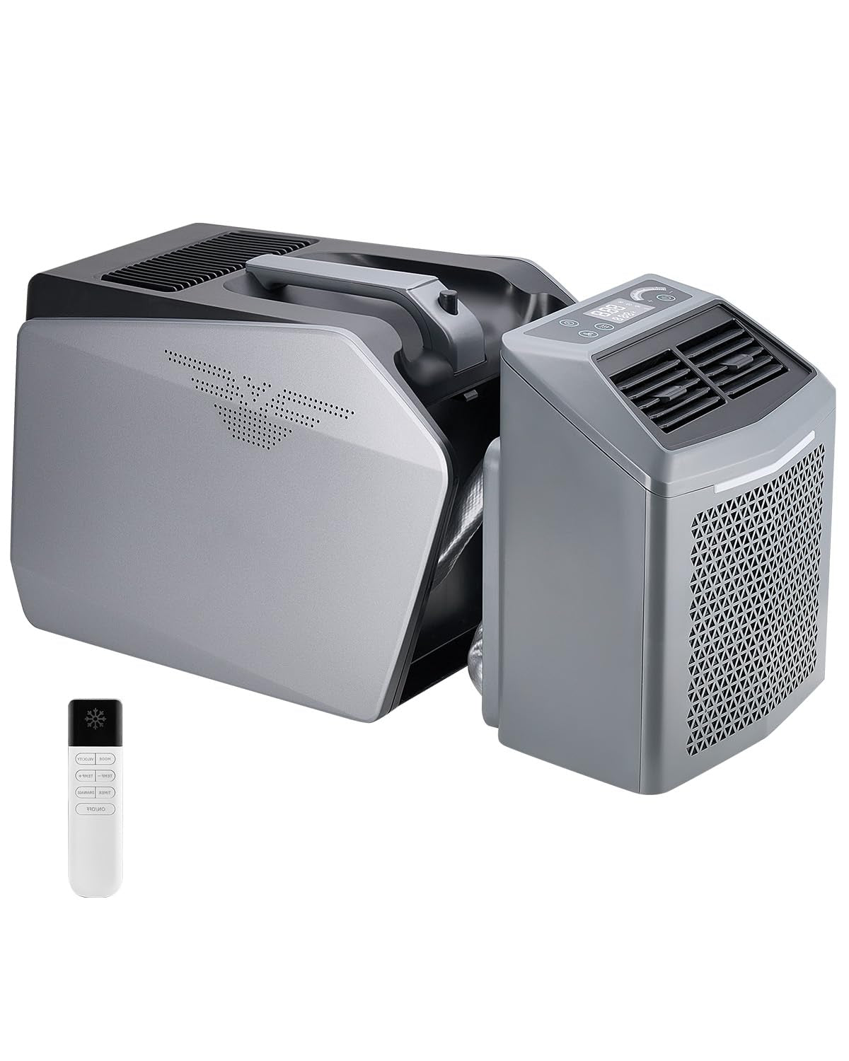 VEVOR Portable Air Conditioner, 1.46 kW·h, Air Cooler with 3 Speeds with 24 Hours Timer, Adjustable from 16-32°C, AC/DC Compatible for Outdoor Tent, Motorhome, Grey - QUORE