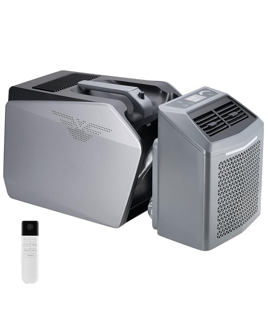 VEVOR Portable Air Conditioner, 1.46 kW·h, Air Cooler with 3 Speeds with 24 Hours Timer, Adjustable from 16-32°C, AC/DC Compatible for Outdoor Tent, Motorhome, Grey - QUORE