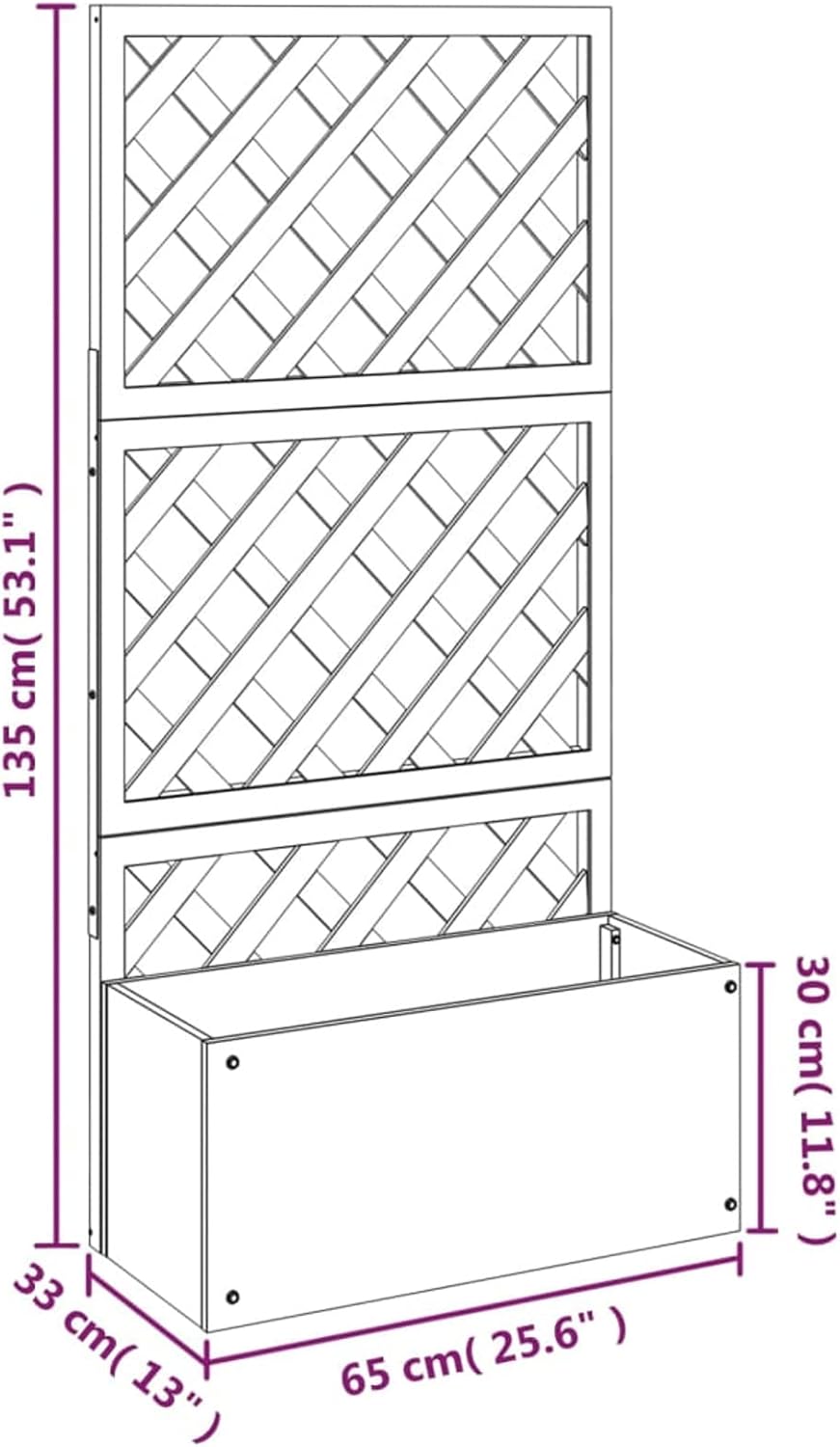 Gecheer Planter Garden Raised Bed with Trellis Trough Planter with Top Trellis Climbing Plants Flower Raised Bed Pot 2pcs Grey 65x33x135cm WPC Pots & Planters - QUORE