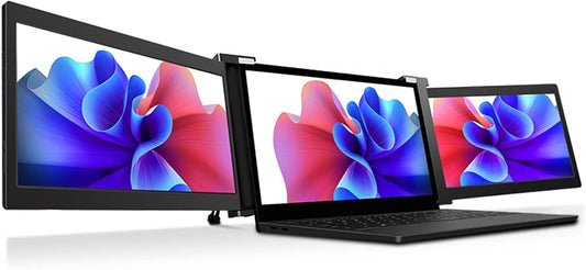 Triple Portable Monitor for Laptop, 13.3 Inch FHD 1080P IPS Laptop Screen Extender, External Dual Monitor for 13.3 To 16.5 Inch Laptop, Compatible with PC, Mobile, PS3/4(Black) - QUORE
