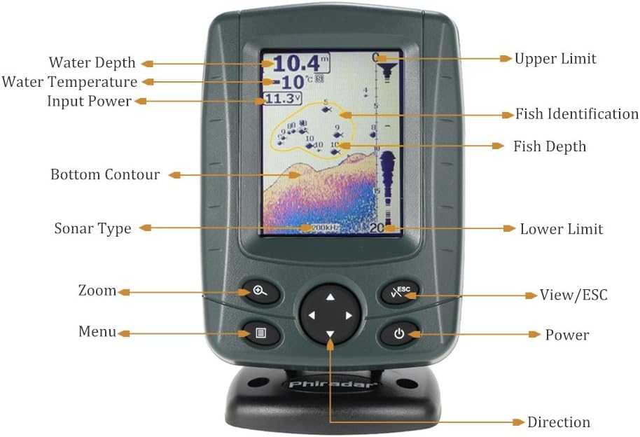 JOYWEE FF688C 3.5" Phiradar Kleur LCD Boot Fishfinder 200KHz/83KHz Dual Sonar Frequentie 80M 250ft Detectie Muti-taal Auto zoom
