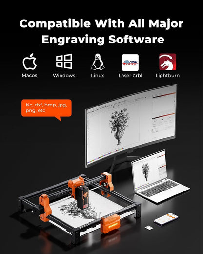 ACMER S2 12W laser snijder, 72W lasergraveermachine, multifunctionele laser engraving machine & laser graveer machine, lasersnijder voor hout, 300x300mm, ideaal voor doe-het-zelf & kleine bedrijven