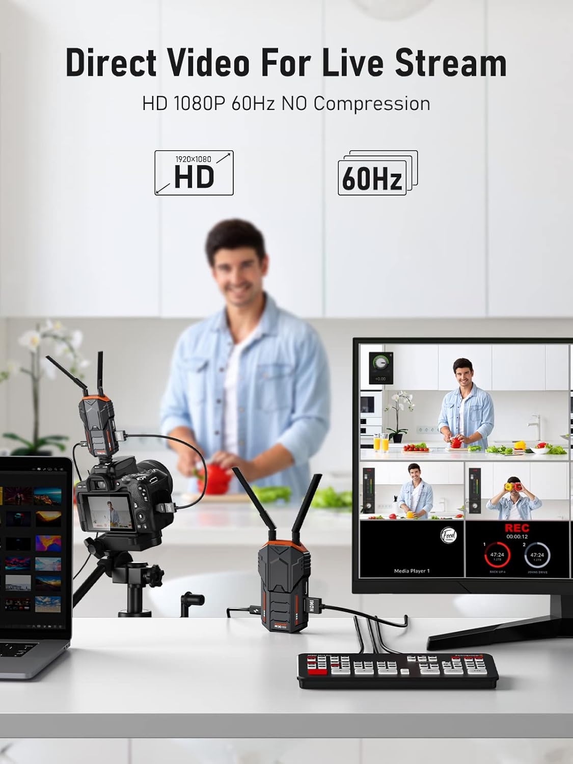Draadloos Video-overdrachtssysteem – Draadloze HDMI Zender En Ontvanger Set – HDMI Extender – Draadloze Beeldzender – Videozender – Tot 200 M Bereik – 0,06 S Ultralage Vertraging