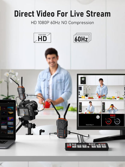 Draadloos Video-overdrachtssysteem – Draadloze HDMI Zender En Ontvanger Set – HDMI Extender – Draadloze Beeldzender – Videozender – Tot 200 M Bereik – 0,06 S Ultralage Vertraging