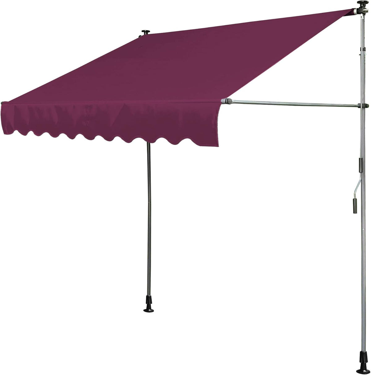 QUICK STAR klemluifel 300 x 130 cm Bordeaux balkonluifel zonwering terrasoverkapping in hoogte verstelbaar van 200-290 cm luifel balkon zonder boren