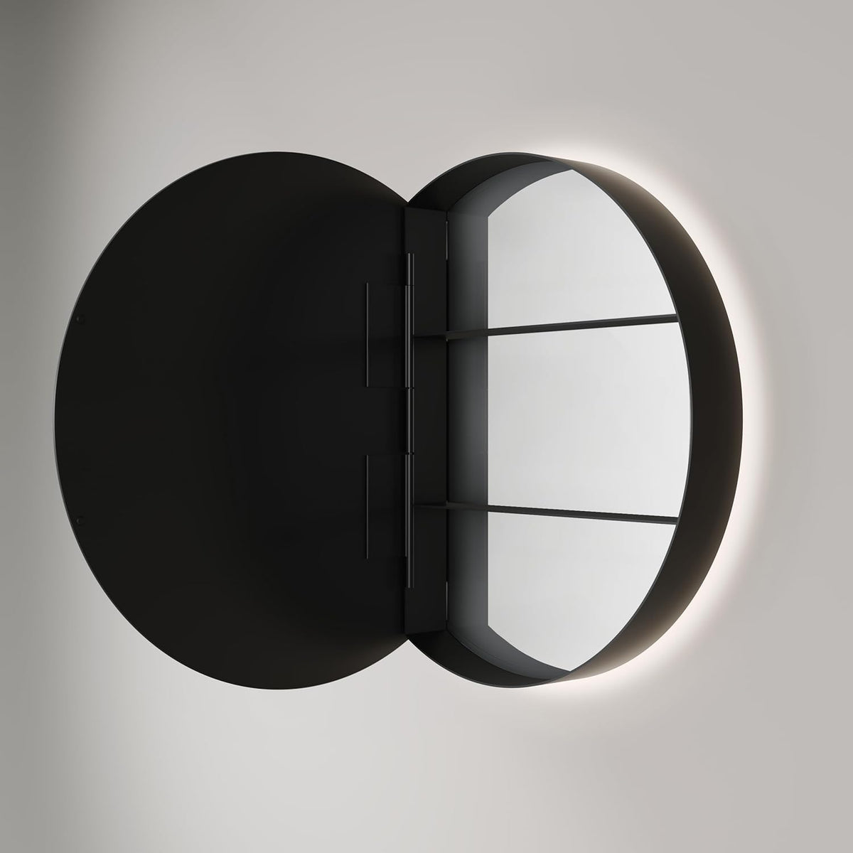 Talos Picasso Style Spiegelkast zwart Ø 60 cm - met hoogwaardige aluminium behuizing - modern badkamermeubel met geïntegreerde ledverlichting - badkamerspiegel met praktische