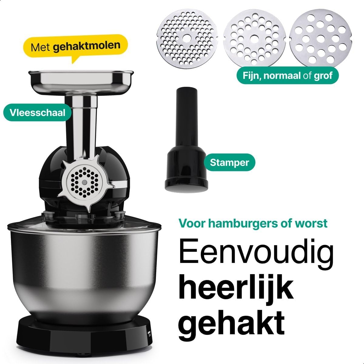 Keukenmachine – Food Processor – Keukenmixer – Blender – Mixer – 2000W Motor – 6,2L RVS Mengkom