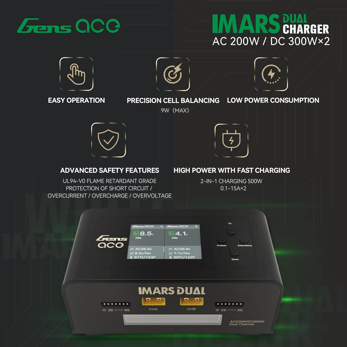 Dual Channel Acculader – RC Batterijlader – Lipo Oplader – NiMH Acculader – RC Accupack Oplader – 200W AC / 300W DC Vermogen – Veilig Snel Laden