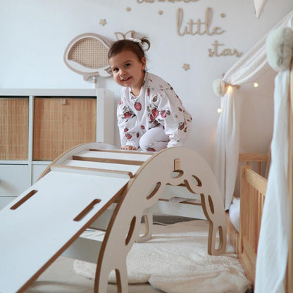 MISIOO Rocker Rocker For Children - Baby Rocker With Rounded Edges For Safety - White MDF - Laminated Surface - Incl. Climbing Wall/Slide/Cushion - 90x41x50cm - Rocker Baby - QUORE