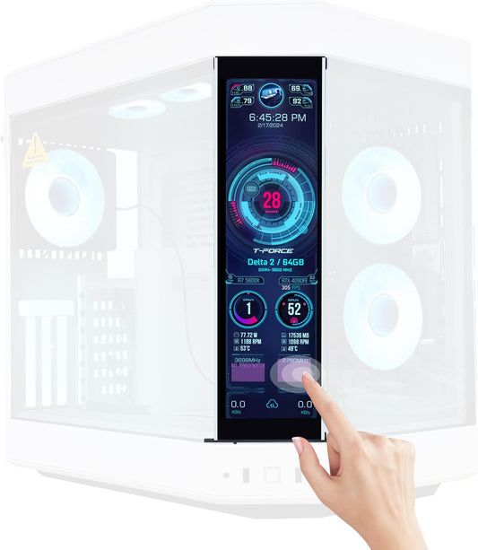 GeeekPi 12,6 inch IPS LCD-touchscreenmonitor FHD 1920x515-scherm, geschikt voor doe-het-zelf Y60 pc-behuizing CPU GPU secundair monitorpaneel, dubbele luidsprekers, met maximaal 10 multi-touch-punten