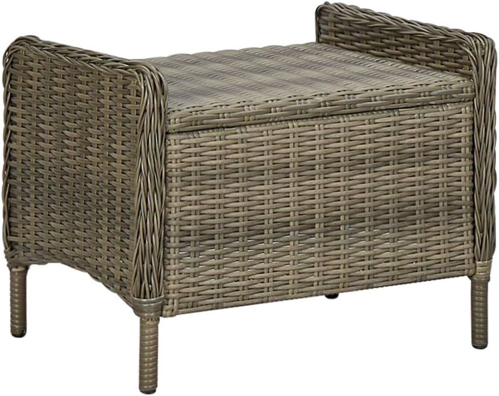vidaXL Garden chair adjustable with ottoman poly rattan brown - QUORE