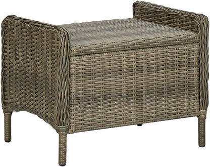 vidaXL Garden chair adjustable with ottoman poly rattan brown - QUORE
