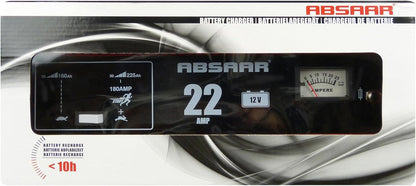 Absaar 635622 77917 Batterieladegerät Auto Ladegerät 22A 12V mit Starthilfefunktion, für 30 Ah - 225 Ah Batterien, rot/schwarz, 2222500