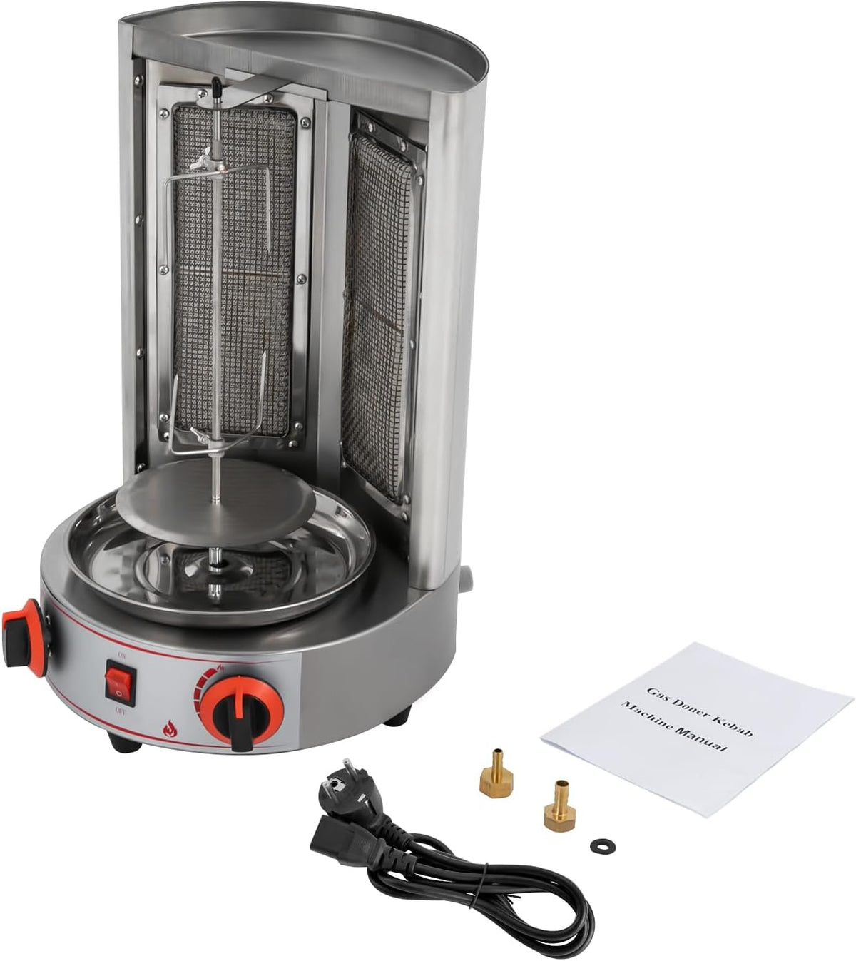 CG-25Q Electric Vertical Rotisserie with Gas Kebab Machine 4.3 kW Stainless Steel Table Grill Kebabs Stainless Steel Table Grill Kebab Grill Kebab Grill - QUORE