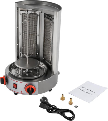 CG-25Q Electric Vertical Rotisserie with Gas Kebab Machine 4.3 kW Stainless Steel Table Grill Kebabs Stainless Steel Table Grill Kebab Grill Kebab Grill - QUORE