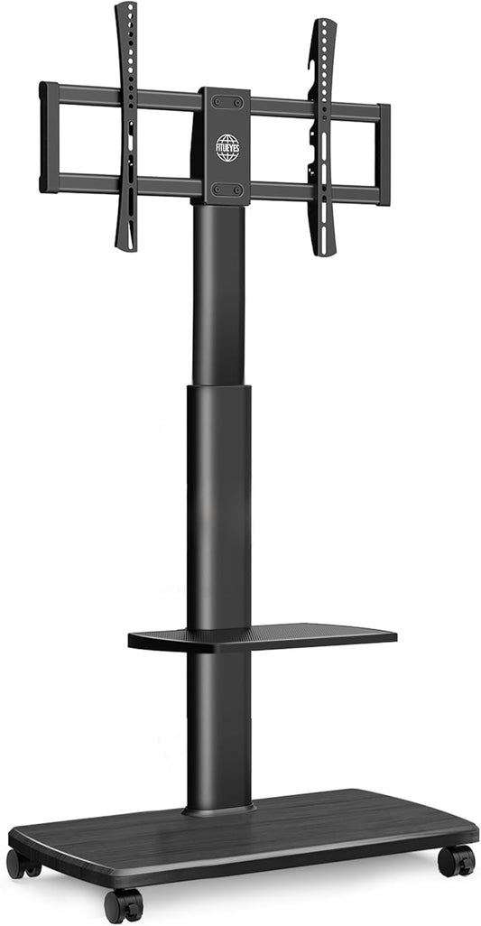 FITUEYES TV stand movable for 32-55 65 70 inch, Rotatable & Height adjustable universal tv stand trolley wheel, portable floor stand on wheels Max VESA 600x400mm - QUORE
