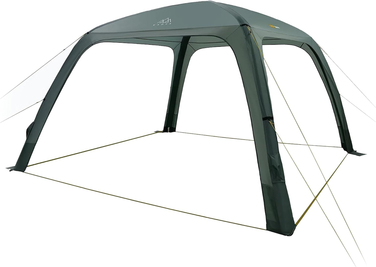 AIRcamp Base Tent, overkapping, waterdicht, 1000 mm, gelijmde naden, tunnelconstructie, 3 opblaasbare bogen, afmetingen 350 x 350 x 210 cm, inclusief pomp UPF 50+ haken, kleur groen