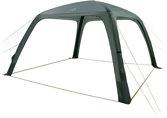 AIRcamp Base Tent, overkapping, waterdicht, 1000 mm, gelijmde naden, tunnelconstructie, 3 opblaasbare bogen, afmetingen 350 x 350 x 210 cm, inclusief pomp UPF 50+ haken, kleur groen