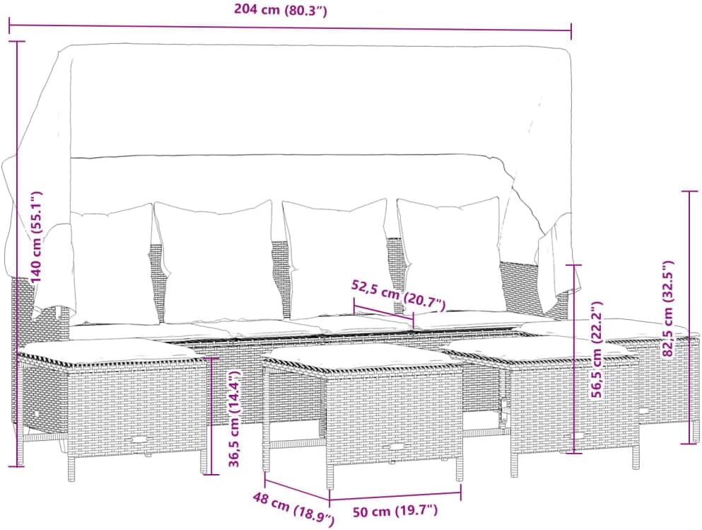 vidaXL 5-Piece Lounge Set with Cushions Poly Rattan Brown, Garden Set, Garden Furniture, Patio Set, Garden Furniture, Lounge Sofa, Lounge Set Garden - QUORE