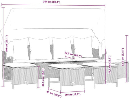 vidaXL 5-Piece Lounge Set with Cushions Poly Rattan Brown, Garden Set, Garden Furniture, Patio Set, Garden Furniture, Lounge Sofa, Lounge Set Garden - QUORE