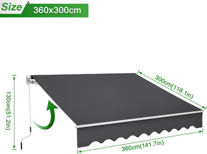 Aluminium Zonnescherm – Balkon Zonwering – Cassette Zonnescherm – Knikarm Zonnescherm – Schaduwdoek – 4x3 Meter – Waterafstotend Polyester – Wit Gelakt Aluminium Frame