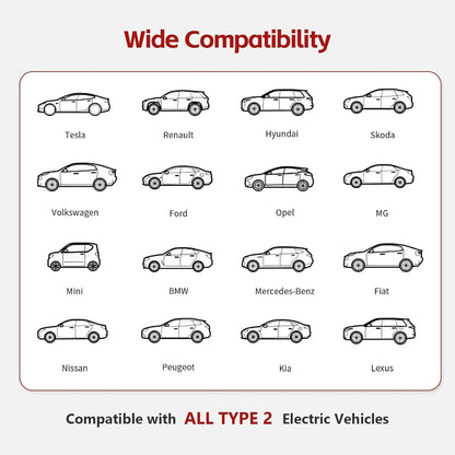 Type 2 oplaadkabel 7,2 kW - EV oplaadkabel 32A/1 fase, IEC 62196, 7m mode 3 oplaadkabel compatibel met alle type 2 elektrische auto's (model 3/S/X/Y, 500E, E-208, ID.3, ID.4, Golf) - kabeltas