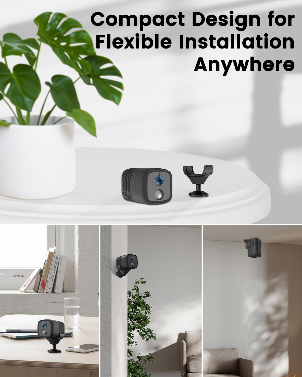 UCOCARE Spionagecamera draadloos 2-delig, op 5200 mAh batterij, 1080P HD, 160 graden, 10 m nachtzicht, Ondersteunt SD/Cloud