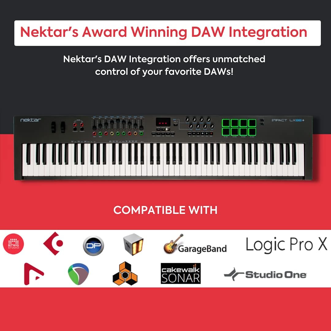Nektar Impact LX88 + USB MIDI Keyboard Controller met Nektar DAW integratie