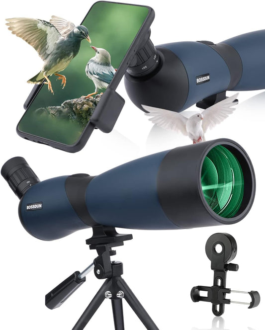 25-75x70 HD spotting scope sportschutters met statief- en smartphone-adapter, Zoom Bak4 Prism FMC lens 45 graden schuine telescoop voor vogelobservatie Wildlife Scenery jacht wilde dieren Stargazing