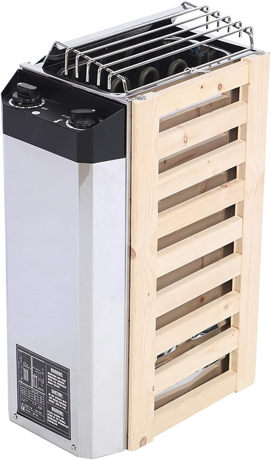 3KW Roestvrijstalen Saunakachelkachel, Hoog Rendement, Eenvoudige Temperatuurregeling, Saunaverwarmingsapparatuur voor Saunaruimte, Binnenzwembad, Fitnesscentrum