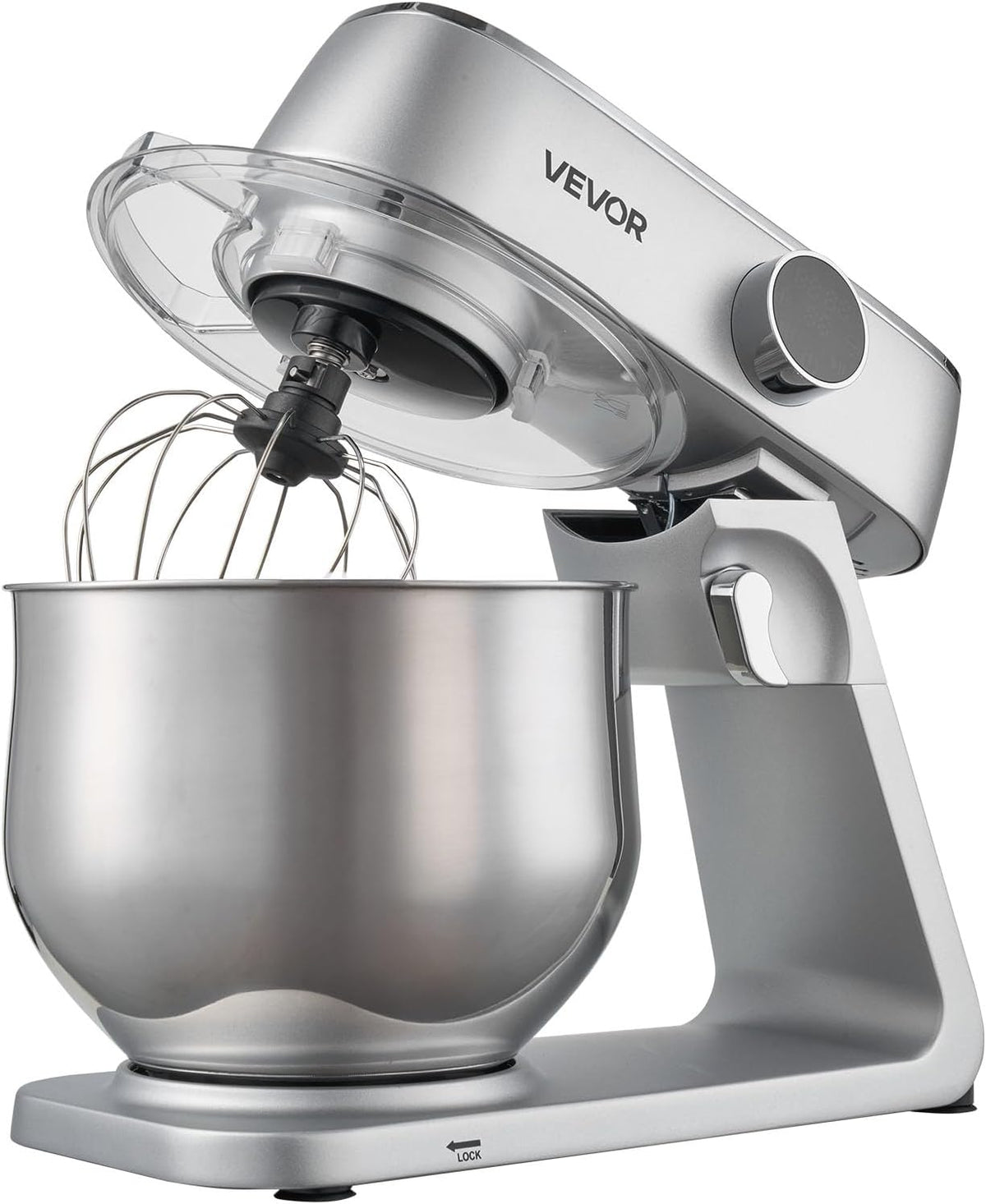 VEVOR Blender, 1800 W, kom van roestvrij staal, 7,4 l, kneedhaak, garde en garde, 10 snelheden, verstelbare helling, 411 x 253 x 342 mm, voor het mengen van crème, groenten en deeg